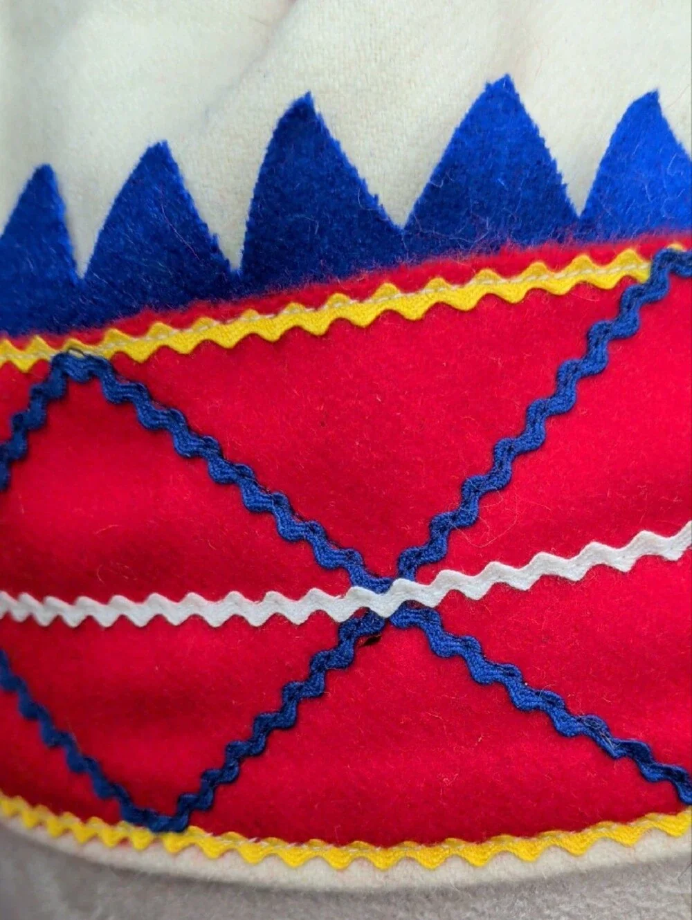 Vintage 60s Handmade Scandnavian Ski Cap Pom-pom Nordic Winter Wool  Sami Style